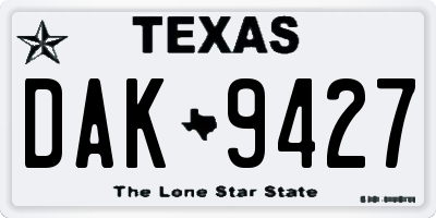 TX license plate DAK9427