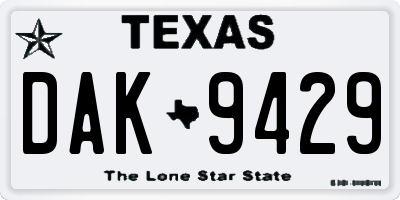 TX license plate DAK9429