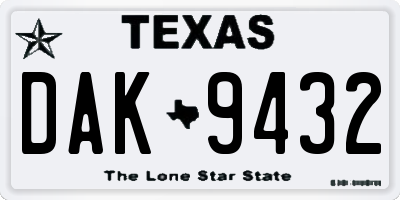 TX license plate DAK9432