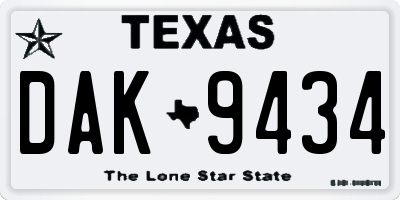 TX license plate DAK9434