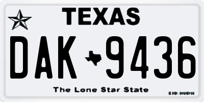 TX license plate DAK9436