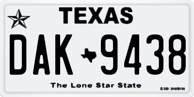 TX license plate DAK9438
