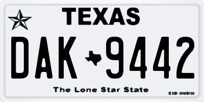 TX license plate DAK9442