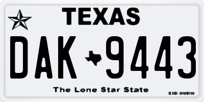 TX license plate DAK9443