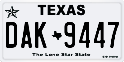 TX license plate DAK9447