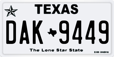 TX license plate DAK9449
