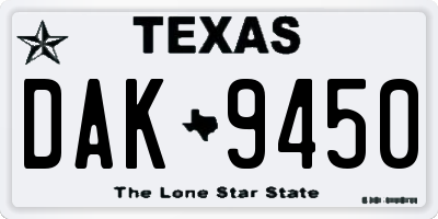TX license plate DAK9450