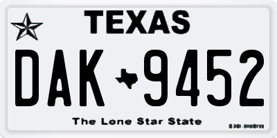 TX license plate DAK9452