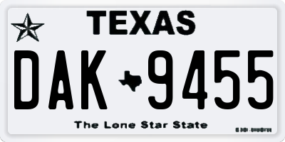 TX license plate DAK9455