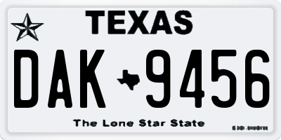TX license plate DAK9456