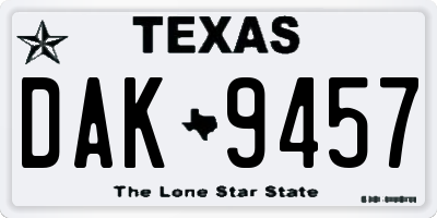 TX license plate DAK9457