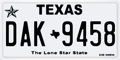 TX license plate DAK9458
