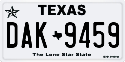 TX license plate DAK9459