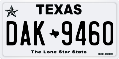 TX license plate DAK9460
