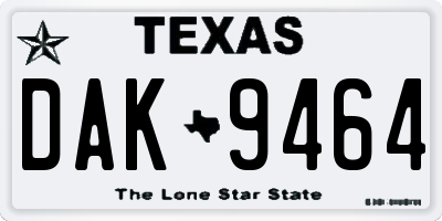 TX license plate DAK9464
