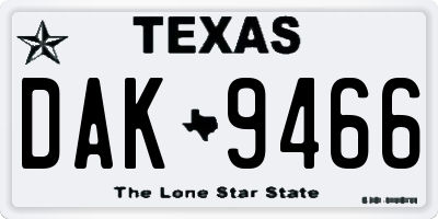 TX license plate DAK9466