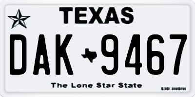 TX license plate DAK9467