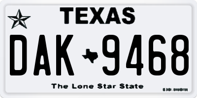 TX license plate DAK9468