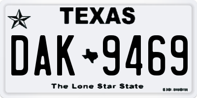 TX license plate DAK9469