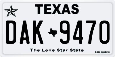 TX license plate DAK9470