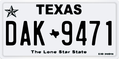 TX license plate DAK9471