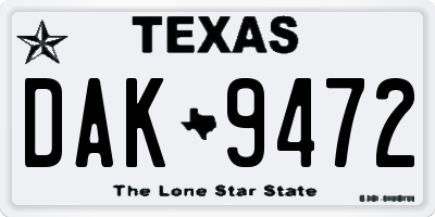 TX license plate DAK9472