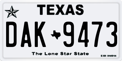 TX license plate DAK9473