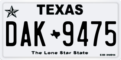 TX license plate DAK9475