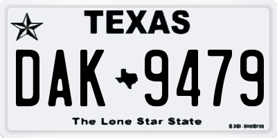 TX license plate DAK9479