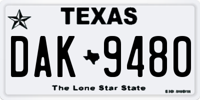 TX license plate DAK9480