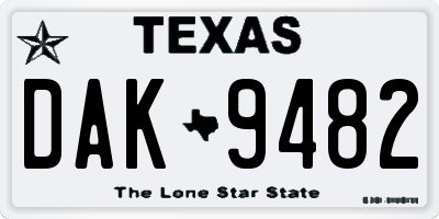 TX license plate DAK9482