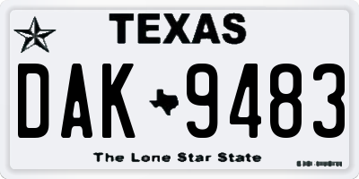TX license plate DAK9483