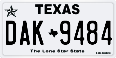 TX license plate DAK9484