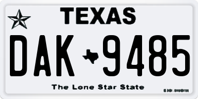 TX license plate DAK9485
