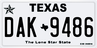 TX license plate DAK9486