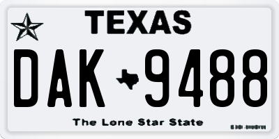 TX license plate DAK9488