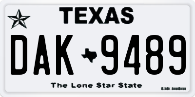 TX license plate DAK9489