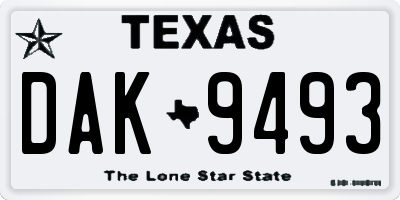 TX license plate DAK9493