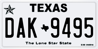 TX license plate DAK9495