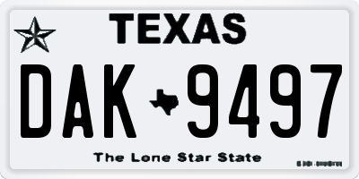 TX license plate DAK9497