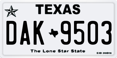 TX license plate DAK9503