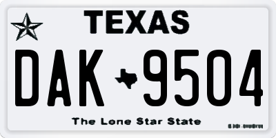 TX license plate DAK9504