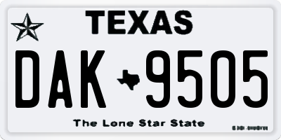 TX license plate DAK9505