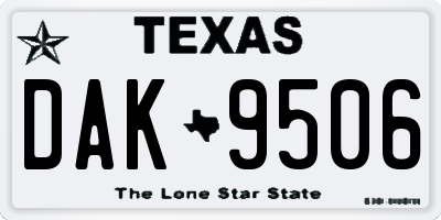 TX license plate DAK9506