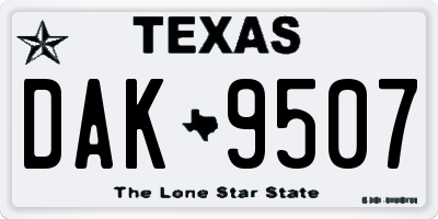 TX license plate DAK9507