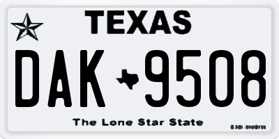 TX license plate DAK9508
