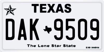TX license plate DAK9509