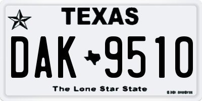 TX license plate DAK9510