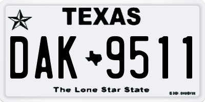 TX license plate DAK9511