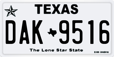 TX license plate DAK9516
